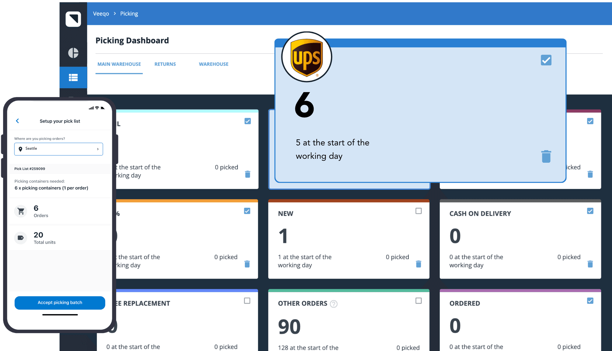 Digital picking dashboard