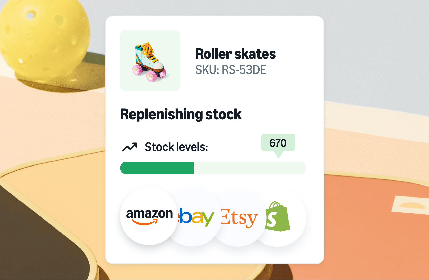 Image of stock syncing across Amazon, Ebay, Etsy and Shopify