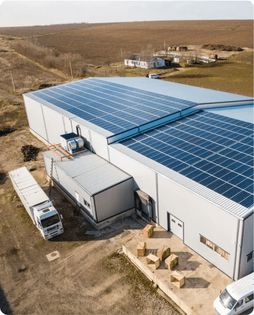Aerial view of a warehouse